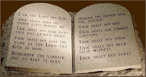 The ten commandments embeded in stone.